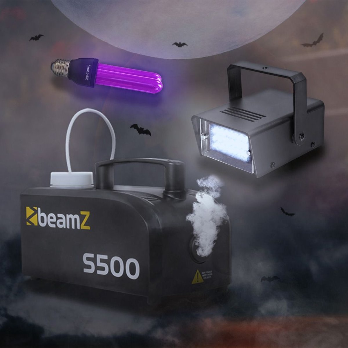 Halloween Lichteffectset met rookmachine - BeamZ