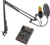 Studio microfoon voor pc - Vonyx CMS400B - met microfoon arm en USB mixer