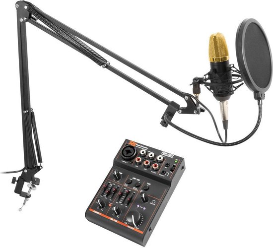 Microphone à condensateur Vonyx CMS400B Studio avec bras de diffusion et  mixeur USB