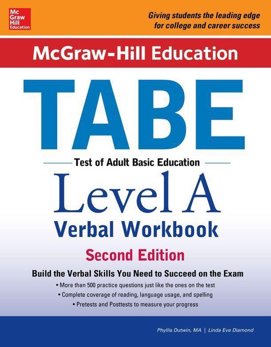 McGraw-Hill Education TABE Level A Verbal Workbook, Second E ... - cover