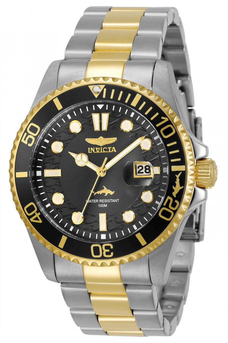 Invicta Pro Diver 30023 Heren Horloge - Waterdicht - Analoog - Quartz Uurwerk - Roestvrij Staal met zwarte Wijzerplaat - 43mm