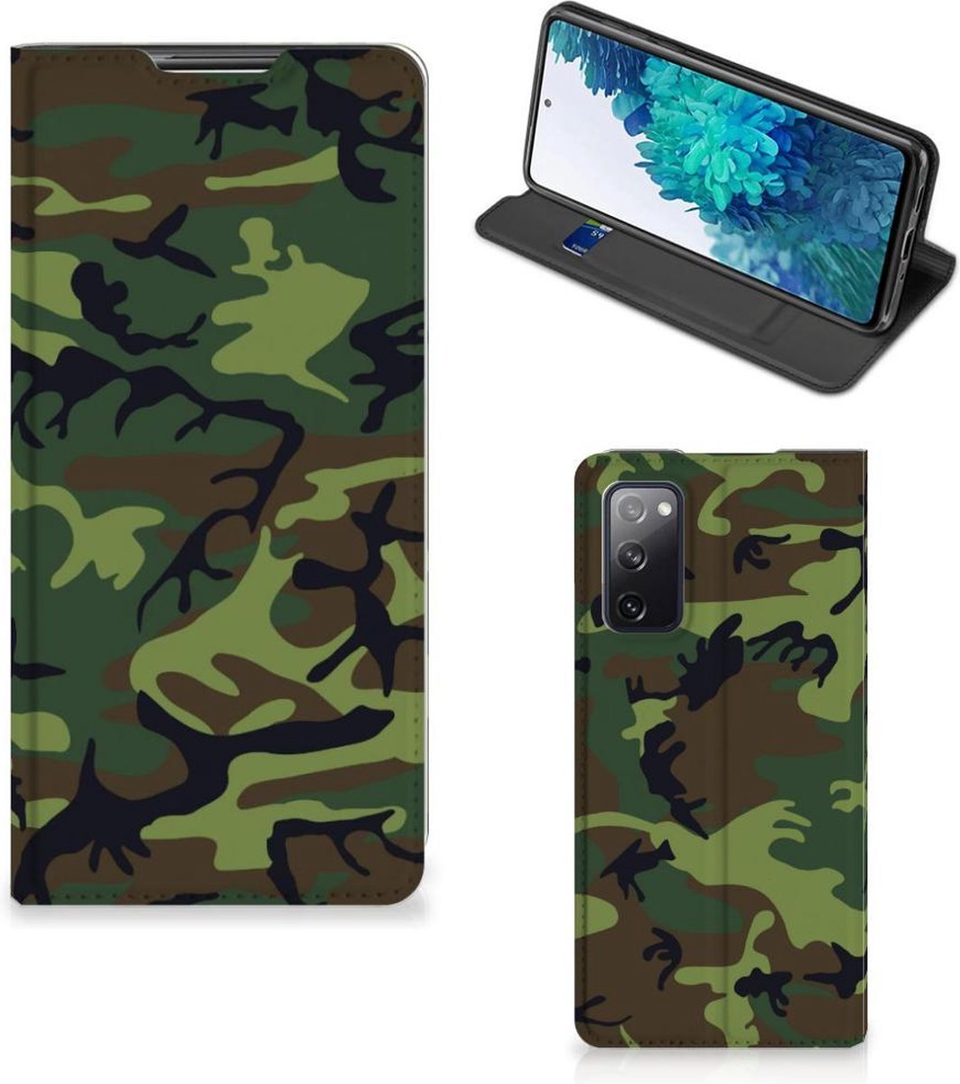 Book Case voor Samsung Galaxy S20 FE Hoesje met Magneet Army Dark