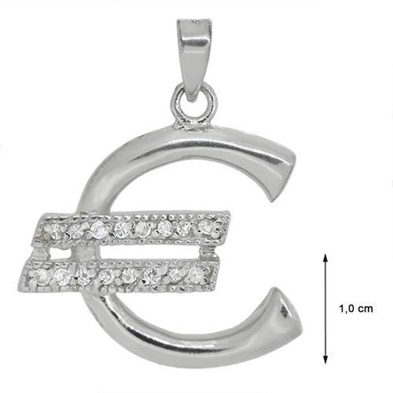 Blinx Jewels Zilveren Hanger Euroteken Stenen Zirkonia