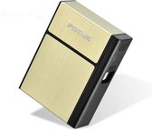 Sigaretten doosje met aansteker | Elektrisch | 20 Pack Box | Beschermdoos | USB Oplaadbaar | 2 in 1 | Goud (licht) | Boscer®