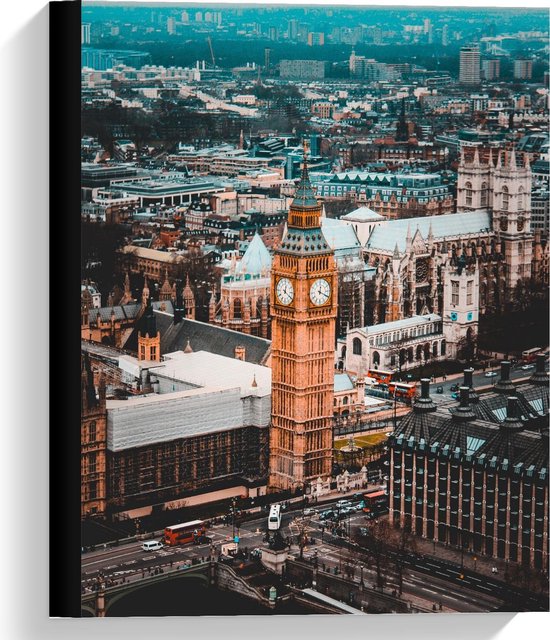 Canvas  - Big Ben met de Stad - Londen  - 30x40cm Foto op Canvas Schilderij (Wanddecoratie op Canvas)