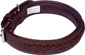 Dielay - Luxe Halsband voor Honden - Gevlochten - Echt Leer / Leder - Maat XS - 44x2 cm - Bruin