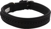 Dielay - Luxe Halsband voor Honden - Gevlochten - Echt Leer / Leder - Maat XXS - 39x2 cm - Zwart