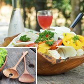 Teak saladeschaal / fruitschaal 'Umbria' Ø 30cm + salade servers