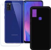 Silicone hoesje zwart met 2 Pack Tempered glas Screen Protector Geschikt voor: Samsung Galaxy M31