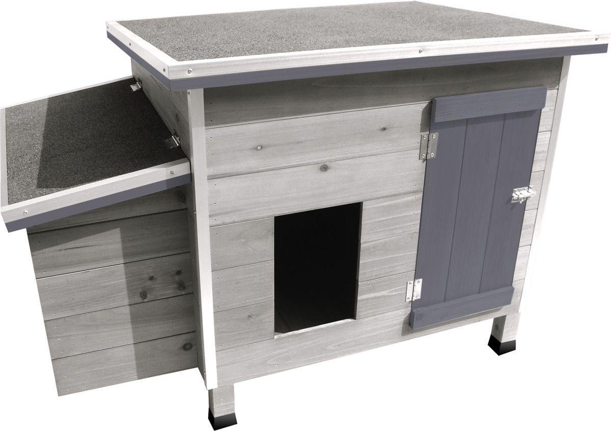 Bol.com Flamingo Kippenhok Ginger Cottage - 100 x 79 x 64 cm - Grijs Houten Hok met Legnest en Buitenren - Duurzaam, ruim en sti... aanbieding