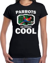 Dieren papegaaien t-shirt zwart dames - parrots are serious cool shirt - cadeau t-shirt papegaai/ papegaaien liefhebber L