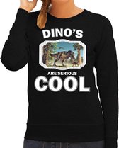 Dieren dinosaurussen sweater zwart dames - dinosaurs are serious cool trui - cadeau sweater t-rex dinosaurus/ dinosaurussen liefhebber M