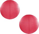 Set van 5x stuks luxe ronde party lampionnen fuchsia roze 50 cm - Feestartikelen/versieringen
