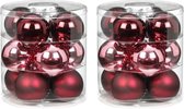 24x Berry Kiss mix glazen kerstballen 8 cm glans en mat - Kerstboomversiering mix roze/rood