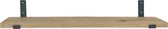 GoudmetHout Massief Eiken Wandplank - 160x20 cm - Industriële Plankdragers L-vorm Up - Staal - Mat Blank - Wandplank hout