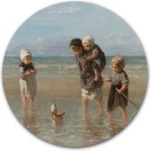 Wandcirkel Kinderen aan zee - WallCatcher | Acrylglas 140 cm | Jozef Israëls | Muurcirkel