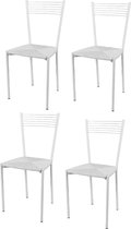 Tommychairs Elegance - Eetkamerstoelen - Set van 4 - Wit - Rotan & Metaal