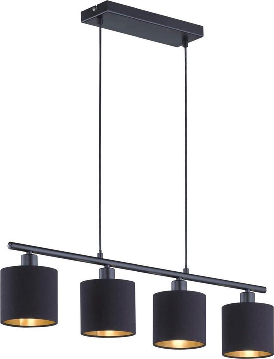 Lampe à suspension en métal abat-jour en tissu noir Lampe de table moderne