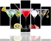 Schilderij - Cocktails, multikleur, 5 delen