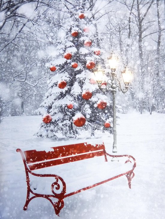 Peha Muurdecoratie Kerst Led 30 X 40 Cm Canvas Wit