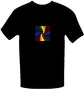 LED T-shirt Equalizer - Zwart - Draai kleuren - Maat XS