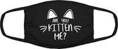 Are you kitten me? mondkapje | kat | dieren | grappig | gezichtsmasker | bescherming | bedrukt | logo | Zwart mondmasker van katoen, uitwasbaar & herbruikbaar. Geschikt voor OV
