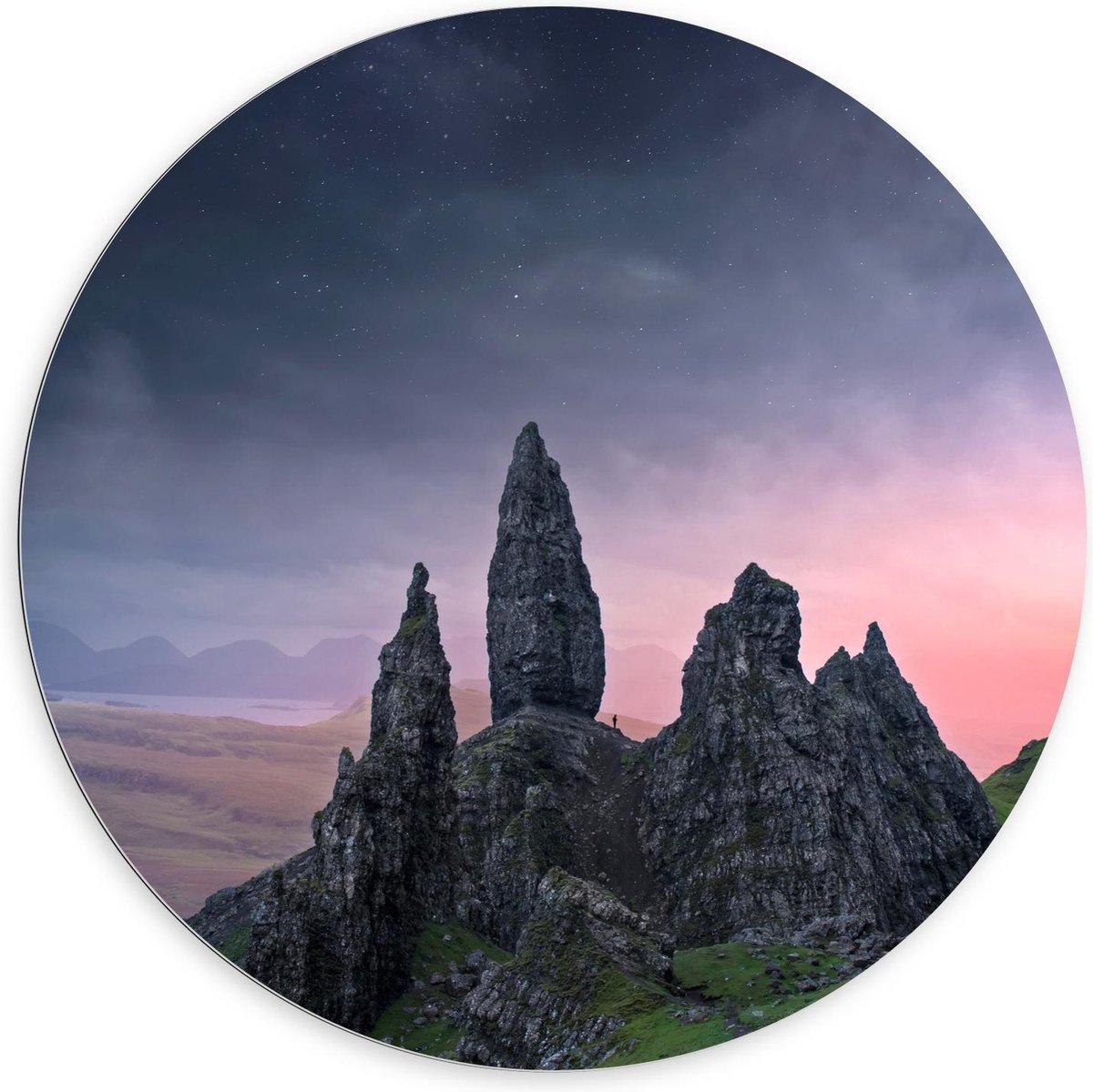 Dibond Wandcirkel - Rotsachtige Bergen - 100x100cm Foto op Aluminium Wandcirkel (met ophangsysteem)