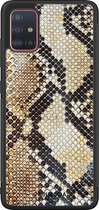 Samsung A51 hoesje - Snake / Slangenprint bruin | Samsung Galaxy A51 case | Hardcase backcover zwart