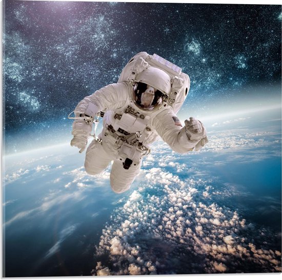 Acrylglas - Astronaut Geschilderd op Container - 40x30cm Foto op Acrylglas (Met Ophangsysteem)