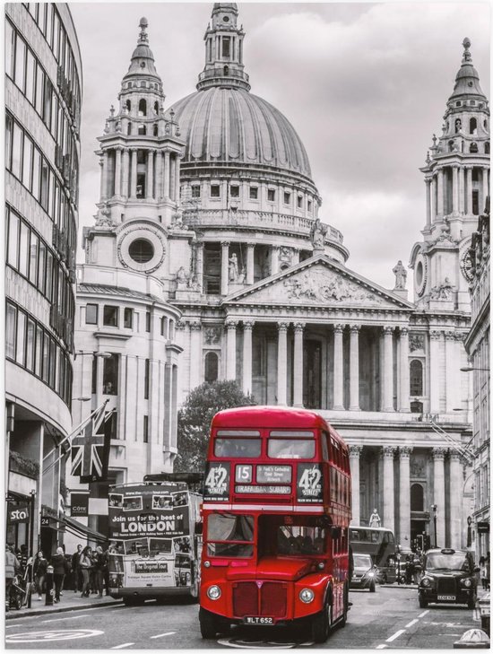 Poster – Rode Bus in Londen met Zwart/ Wit Achtergrond - 30x40cm Foto op  Posterpapier | bol.com