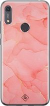 Huawei Y6 (2019) hoesje siliconen - Marmer roze | Huawei Y6 (2019) case | Roze | TPU backcover transparant