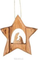 Boomhanger - Hout - Kerststal in ster - 6,5x8cm - Elian