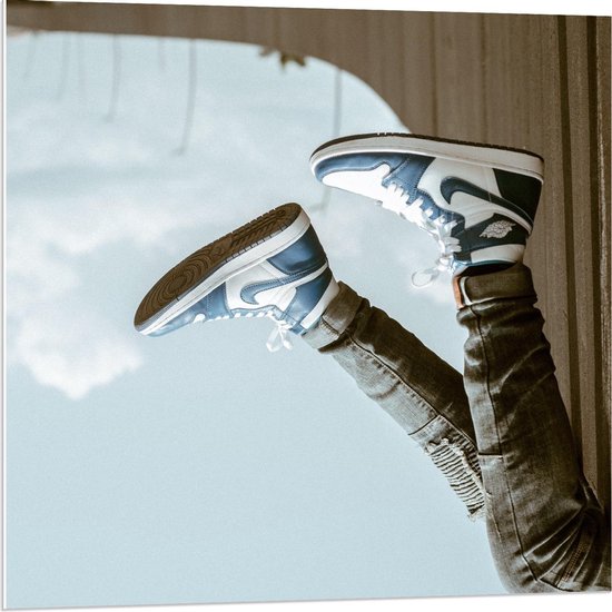 Forex - Nike Jordans Schoenen Wit Groen - 80x80cm Foto op Forex | bol.com