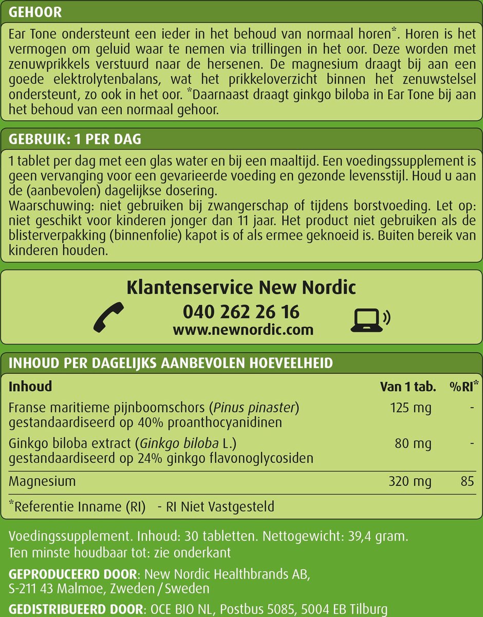 New Nordic Ear Tone 30 tabletten | bol.com