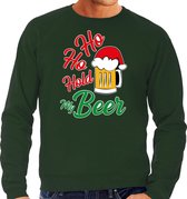 Ho ho hold my beer foute Kerstsweater / Kersttrui groen voor heren - Kerstkleding / Christmas outfit S