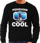Dieren pinguins sweater zwart heren - penguins are serious cool trui - cadeau sweater pinguin/ pinguins liefhebber XL