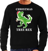 Christmas tree rex Kerstsweater / Kersttrui zwart voor heren - Kerstkleding / Christmas outfit S