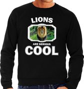 Dieren leeuwen sweater zwart heren - lions are serious cool trui - cadeau sweater leeuw/ leeuwen liefhebber S
