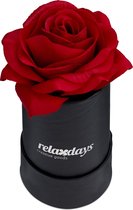 Relaxdays flowerbox - rozenbox - 1 roos in box - zwart - decoratie - kunstbloem - rood