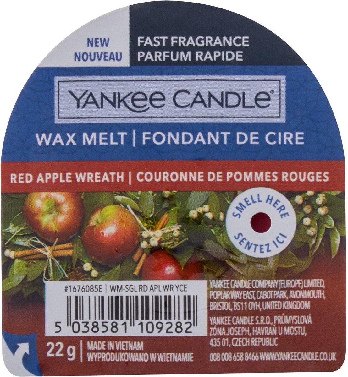 Yankee Candle - Red Apple Wreath - Wax Melt - 8 branduren