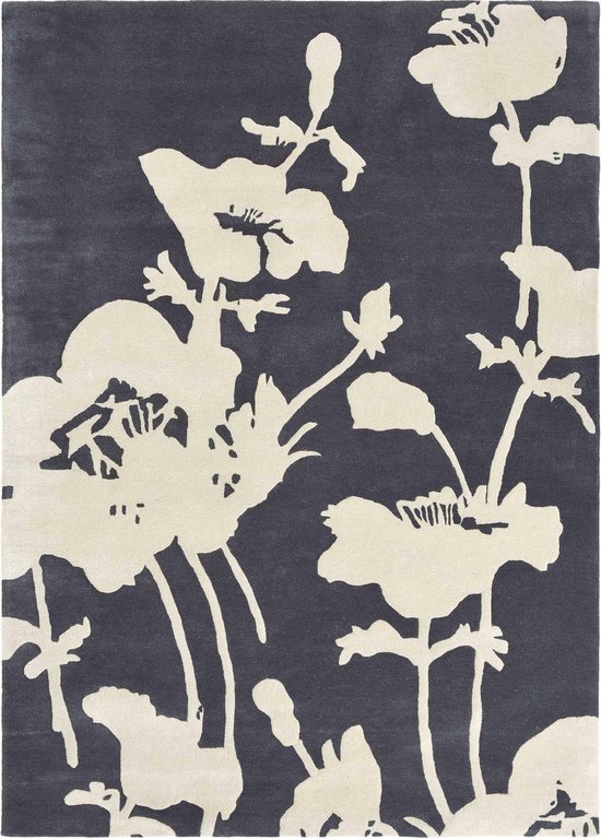 Florence Broadhurst - Floral 300 39604 Vloerkleed - 120x180  - Rechthoek - Laagpolig Tapijt - Klassiek - Zwart_wit