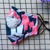 1 stuks Herbruikbare Mondkapje - Valve mondmasker camouflage roze