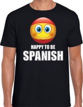 Spanje emoticon Happy to be Spanish landen t-shirt zwart heren 2XL