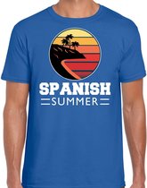 Spaanse zomer t-shirt / shirt Spanish summer voor heren - blauw - beach party outfit / vakantie kleding / strand feest shirt S