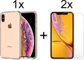 iphone xs max hoesje - iPhone xs max hoesje transparant siliconen case hoes cover - 2x iphone xs max screenprotector