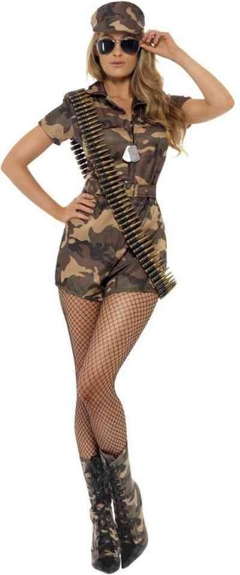 Déguisement de fille sexy armée | Costume de l'armée | Combinaison militaire - Costumes de carnaval pour femmes taille L (44-46)