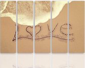 Schilderij LOVE op het strand, liefde, XXL, 4 maten, print op canvas