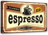 Schilderij Uithangbord Espresso, 2 maten, bruin/beige