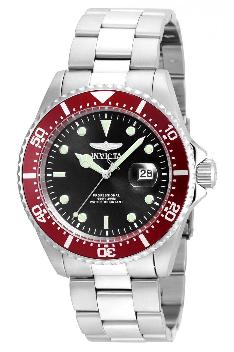 Invicta Pro Diver 22020 Heren Horloge - Waterdicht - Analoog - Quartz Uurwerk - Roestvrij Staal met zwarte Wijzerplaat - 43mm