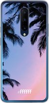 OnePlus 7 Pro Hoesje Transparant TPU Case - Sunset Palms #ffffff